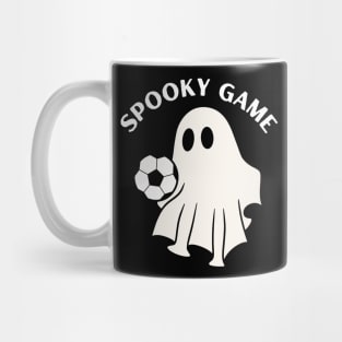 Spooky game, ghost playing footbal/soccer. Halloween Mug